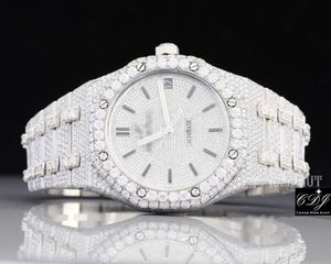 Hoogwaardige lab gekweekte ronde gesneden diamanten horloge mannen hiphop sieraden luxe buste omlaag handgemaakte horloge productie automatisch horloge