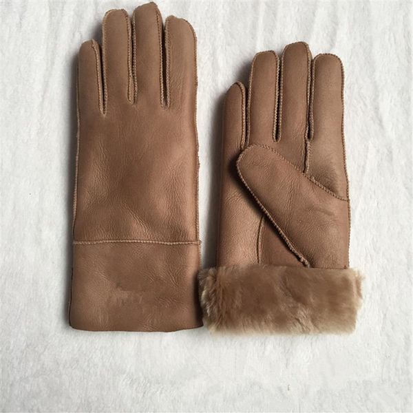 Guantes de cuero casuales de moda para mujer de alta calidad Guantes térmicos Guantes de lana para mujer en una variedad de colores 296v