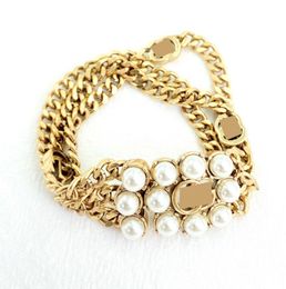 Высококачественные женские серебряные мужские золотые браслеты с подвесками, роскошные дизайнерские итальянские бренды, медный жемчужный браслет-цепочка, роскошные ювелирные изделия Classic8712535