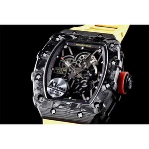 Dernière montre de luxe de haute qualité Richa Automatique mécanique Hollow Out Watch Fibre de carbone RM35-02 RubAN