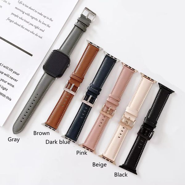 Bande en cuir de haute qualité pour Apple Watch 7 6 5 SE 3 45 mm 49 mm 42 mm 44 mm Smart montres Bracelet pour la série Iwatch 38 mm 40 mm 41 mm