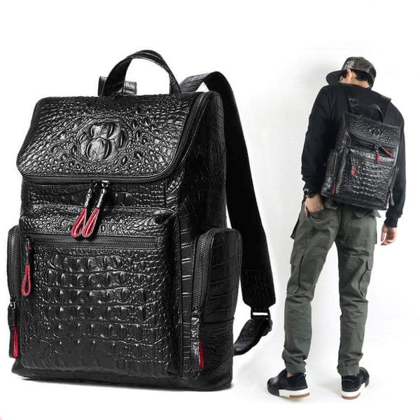 Mochila impresa de cocodrilo de cuero de alta calidad bolso de mochila famosa diseñadores de lona mochila para hombres mochilas mochilas de laptop 299c