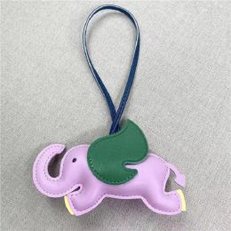 Chaîne d'éléphants animaux de porte clé en cuir de haute qualité pour charme Holder Ornements de voiture de luxe Bague accessoires de pendentif de marque de luxe