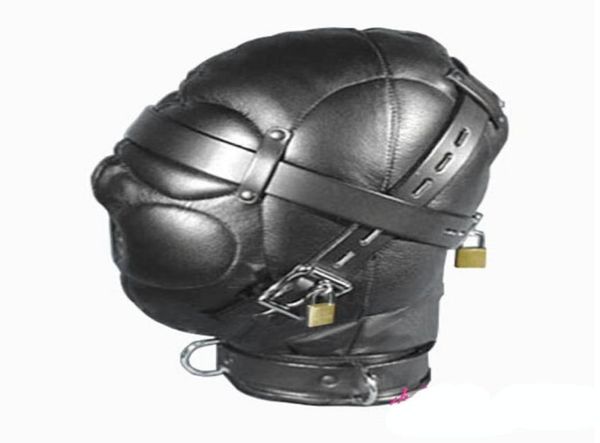 Gorro sexual de cuero de alta calidad, capucha de bondage de privación sensorial con hebillas de bloqueo, casco sexual, juguete sexual 5240336