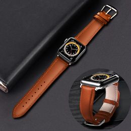 Hoogwaardige lederen horlogeband 44 mm 40 mm 41 mm Iwatch -serie 8 7 6 5 4 3 SE Vervang polsband 42 mm 38 mm 49 mm voor Apple Watch