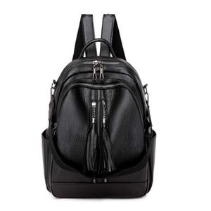 Hoge Kwaliteit Lederen Vrouwen Rugzak Mode Schooltassen Voor Tienermeisjes Vintage Vrouwelijke Reizen Enkele Schouder Zwarte Backpacks251s