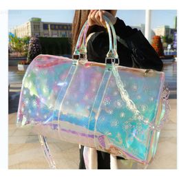 Haute qualité léger personnalisé en relief Pvc holographique femmes blanc bijoux Weekender pochette de voyage de nuit sac de sport