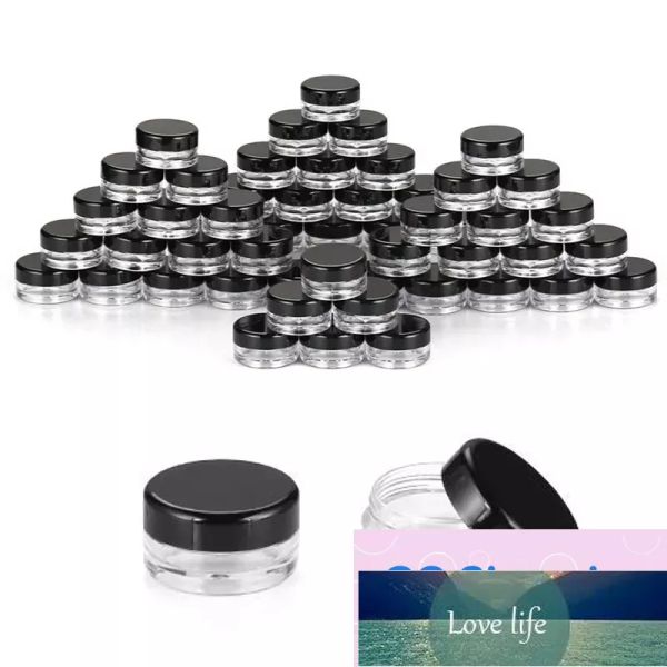 Envases de bálsamo labial de alta calidad, tarros cosméticos redondos transparentes de 3G/3ML con tapón de rosca blanco transparente y negro