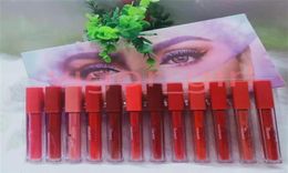 Hoge Kwaliteit Lipgloss Schoonheid Merk 12 Kleur Lippenstift Vloeibare Matte Lippen Stick Make up Set ship296b5693880