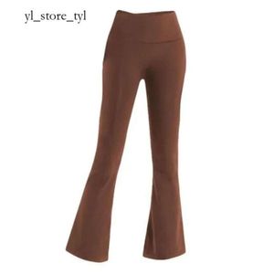 Haute qualité LL Align femmes pantalons de Yoga couleur unie nu sport façonnage taille serré évasé Fitness lâche Jogging vêtements de sport LU Womens Nine Point Flared Pant 6015