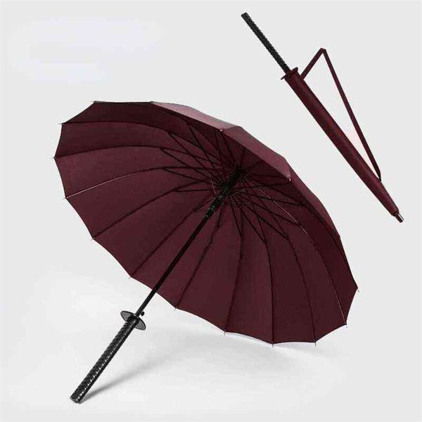 Haute qualité longue poignée parapluie samouraï épée hommes fort parapluie Anime semi-automatique japonais samouraï pluie équipement LL50UM H12762