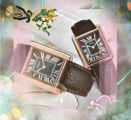 Hoge kwaliteit liefhebbers designer horloges mannen vrouwen Japan quartz uurwerk casual zakelijke klok vierkante Romeinse tank serie twee pinnen stijl polshorloge geschenken