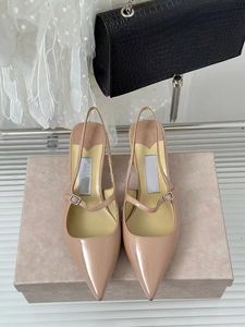 Sandales à boucle à talon bas de haute qualité, chaussures plates pointues en cuir breveté Mary Jane, chaussures formelles, bretelles pour femmes, boîte originale 35-40