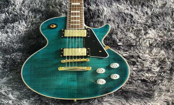 Guitare électrique de haute qualité Corps LP Body Mahogany Fingeroard Hardware Hardware Gold plaqué Couleur Green6513176