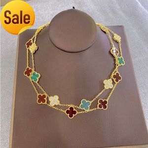 Clover chanceux de haute qualité 10 fleur onyx Collier de chaîne de pull classique Collier bijoux pour hommes et femmes