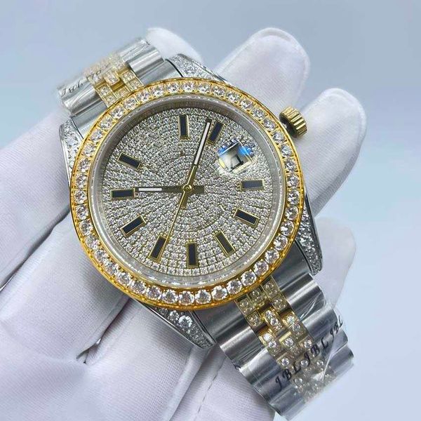 Haute qualité luxe 41 mm milieu de gamme diamant Hedin cadran 2813 montre étanche en acier automatique