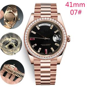 Hoogwaardige luxe Baguette 69 blauw getinte rood getinte wijzerplaat bezel kleine diamant 40mm813 automatisch staal waterdicht horloge