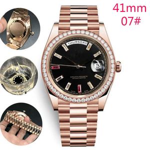 Baguette de luxe de haute qualité 69 cadran bleu teinté rouge lunette petit diamant 40mm813 montre étanche en acier automatique