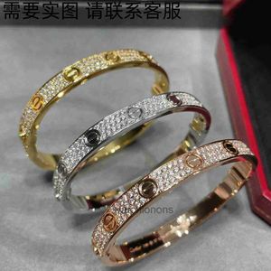 Hoogwaardige luxe armband Carter v Gold CNC Verskaart Home Buckle Full Sky Star Three Rows Diamond Bracelet Vrouw Mi geëlektroplateerd Rose Non Fading