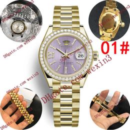 Hoge kwaliteit Luxe bezel kleine diamant medium ketting verticale bar wijzerplaat Dames 28mm2813 automatisch stalen waterdicht horloge