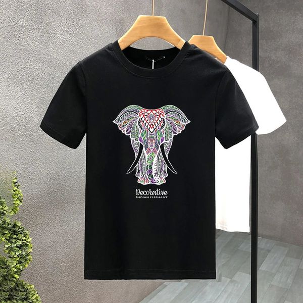 Marque de luxe de haute qualité 100% coton Elephant Imprimés t-shirts Summer Harajuku menwomen T-shirt à manches courtes Taille asiatique S-5XL 240416