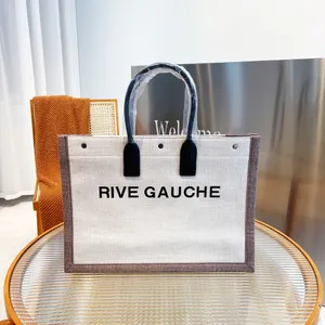 Hoge kwaliteit luxe designer tas boodschappentas dames handtas River Gauche handtas zomer Rafia linnen strandtas reizen schuine schouder handtas mode tas