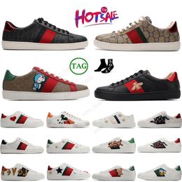 Haute Qualité Marque De Luxe Classique Style G Ace Casual Chaussures Hommes Femmes Abeille Serpent En Cuir Brodé Tigre Chaussures Interlocking Blanc Noir Baskets