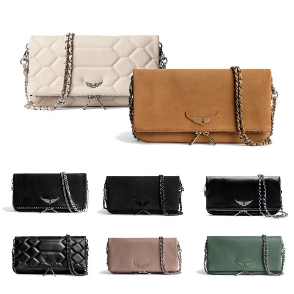 Femmes de luxe Zadig Voltaire Sac à main en cuir Designer Hommes Messenger Sac à bandoulière Rock Swing Your Wings Chaîne Sling Embrayage Enveloppe de voyage Fourre-tout Pochette