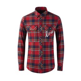 Haute qualité bijoux de luxe chemises pour hommes à manches longues flanelle Plaid impression décontracté 100% coton chemises pour hommes