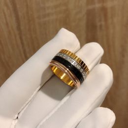 Bague en céramique pour femmes, bijoux de luxe de haute qualité, bague charmante, plaquée or 18 carats, version large