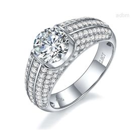 Bague de luxe en argent Sterling 925 pour hommes et femmes, bague en diamant Moissanite 1ct 2ct, de haute qualité, pour Couple de mariage