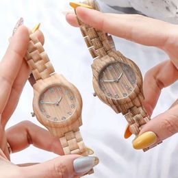 Luxury heren van hoge kwaliteit WORDEN Women Bamboo Fashion Digital Creative Anti Steel Band Womens Wood Sandalwood Quartz 1y5a