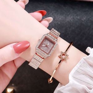 Luxury de haute qualité Regarder Women Square Watch Light Luxury Small Popular High Elegant Diamond Embedding Fashion Fashion Fashion Non Drop Edition pour les étudiants BMSV