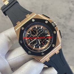 Hoge kwaliteit luxe heren horloges 44mm ROO 26408 26401 26405 26420 VK quartz uurwerk keramische bezel rubberen band saffier lichtgevende mannen sport horloges