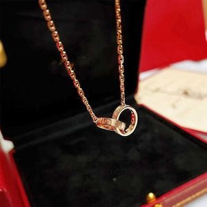 Hoogwaardige luxe ketting Cartter dubbele ring ketting 925 sterling verzilverde 18k gouden gesp hanger sleutelbeen ketting