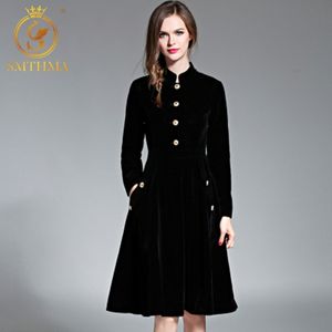 Hoge kwaliteit luxe runway fluwelen jurk vintage elegante plus size winter jurken vestidos s-3xl 210520
