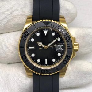 Luxe ontwerper horloge rubberriem keramische bezel automatische mechanische beweging heren horloges gouden zwarte wijzerplaat limited edition zakelijke polshorloge