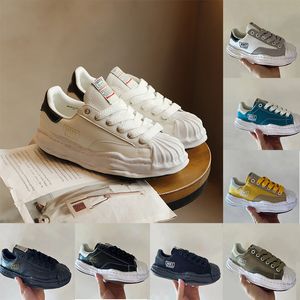 Hoogwaardige luxe met doos casual schoenen lage top sneakers canvas trainers mmy comfort walk veter-up zwart witte trim geel gevormde teen dames road heren schoenen ontwerpers