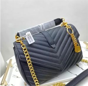 Bolsos de diseñador Luxurys de alta calidad, bolso de hombro de moda para mujer, bolso de cadena de plata dorada, bolsos de cuero, cadenas de celosía acolchadas tipo Y, bolso con solapa, monederos