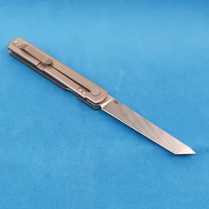 Haute Qualité M5301 Couteau Pliant Haut de Gamme D2 Satin Tanto Point Lame TC4 Alliage de Titane avec Poignée en Fibre de Carbone Roulement à Billes Couteaux de Poche EDC à Ouverture Rapide