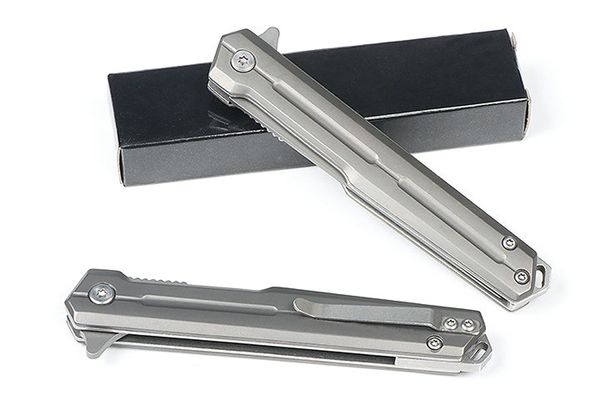 Couteau pliant de haute qualité M7718 Flipper 3Cr13Mov lame de revêtement en titane poignée en acier inoxydable Camping en plein air randonnée pêche EDC couteaux de poche