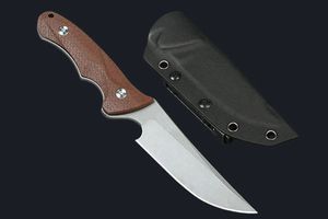 Couteau droit haut de gamme M7727 de haute qualité 8Cr14Mov Stone Wash Lame à pointe droite Full Tang Micarta Poignée Camping en plein air Randonnée Survie Couteaux à lame fixe