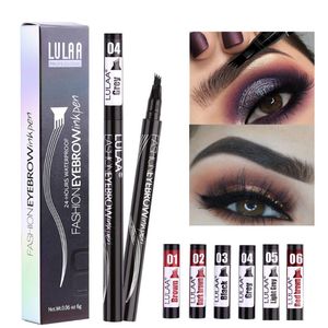 High quality Makeup Eyebrow Pencil Waterproof Fork tip Eyebrow Tattoo Pen 4 Head Fine Sketch Liquid Henna Eyebrow Enhancer Dye Tint Pen