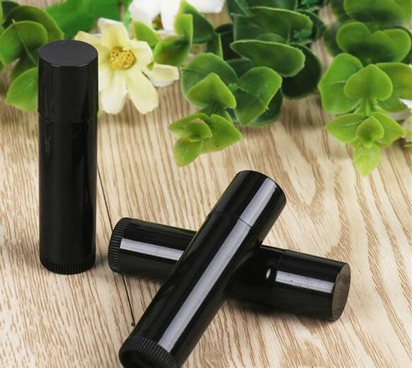 Envío Gratis herramienta de maquillaje de alta calidad 5g tubo de bálsamo labial de plástico botella de lápiz labial negro 5cc bálsamo labial en barra 2000 unids/lote