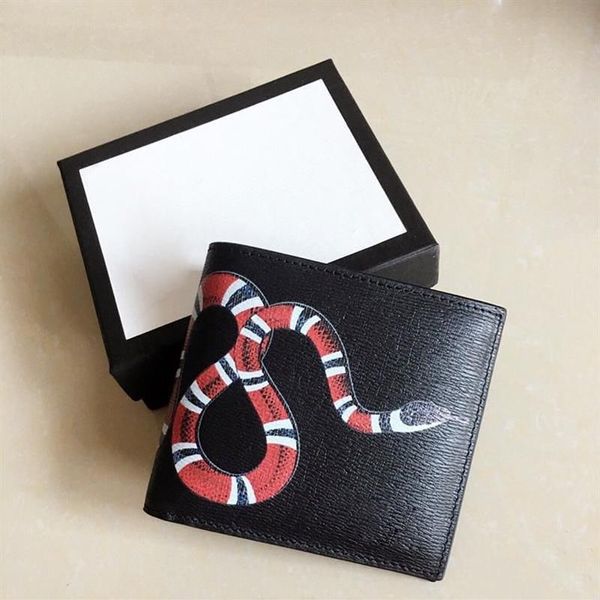 Haute qualité homme en cuir véritable portefeuille portefeuilles de cartes titulaires hommes animaux pochette courte serpent noir tigre abeille sacs à main femmes long style2186