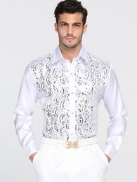 Haute qualité homme chemise Sequin Performance balle hôte coton marié à manches longues chemises accessoires 013