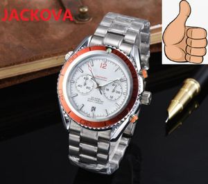 Relojes de movimiento de cuarzo japonés de alta calidad para hombre, cronógrafo, todos los diales funcionan, estilo clásico, correa completa de acero inoxidable de 42 mm, relojes de pulsera luminosos clásicos generosos