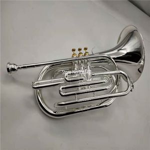 Hoge Kwaliteit MARGEWATE Marching Bariton Hoorn Bb Tune Sliver Plated Professionele Muziekinstrument Met Case Gratis Verzending