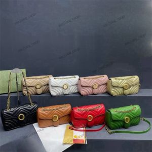 Bolso de diseñador Marmont de alta calidad Bolso de hombro acolchado para mujer Bolsos cruzados de cuero real Monederos Bolso de mujer Bolso de cadena Bolso de embrague Regalos verdes rosas dorados