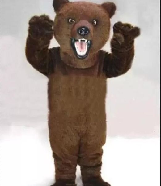 Costumes de mascotte de haute qualité mascotte d'ours poilu brun taille adulte personnage de dessin animé tenue de fête de carnaval costume déguisement
